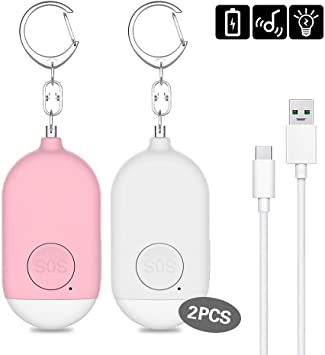 Evershop Personal Alarm Safe Sound - 130dB USB Rechargeable Emergency Self Defense Keychain Siren Security Alarms Safety Devices for Women Kids Elderly with SOS Alert Panic Button LED Flashlight
