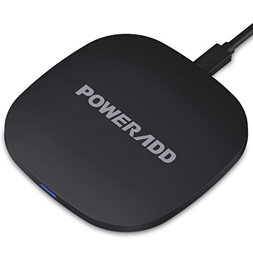 Poweradd Wireless Charger Charging Pad, 10W Fast Wireless Charger for Samsung S6 Edge , S7, S7 Edge, S8, S8 Plus, Note7, Note8, 5W Wireless Charger for iPhone X / 8 / 8 Plus and All Qi Enable Devices