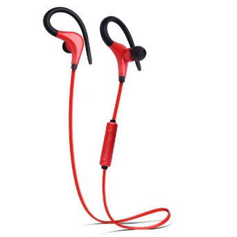 Fun4U Bluetooth V4.1 Wireless Sport Headphones with Noise Cancellation for iOS Android Devices (Black and Red)