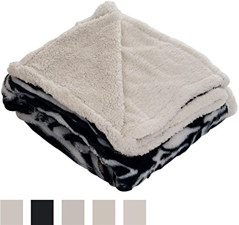 Lavish Home Throw Blanket, Fleece/Sherpa, Zebra