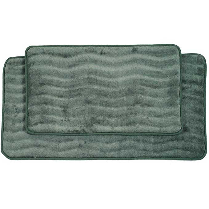 Lavish Home 2-Piece Memory Foam Bath Mat Set, Green