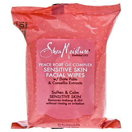 Shea Moisture Peace Rose Oil Complex Facial Wipes, 30 Count