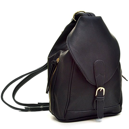 Dasein Mini Faux Leather Convertible Backpack Purse Triangle Shoulder Sling Bag Multipurpose Daypack Travel Handbag for Women & Girl