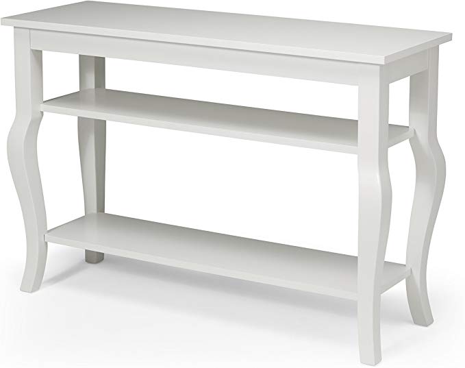Kate and Laurel Lillian Wood Console Table with Display Shelves - Cabriole Legs - Easy-Build Home Decor