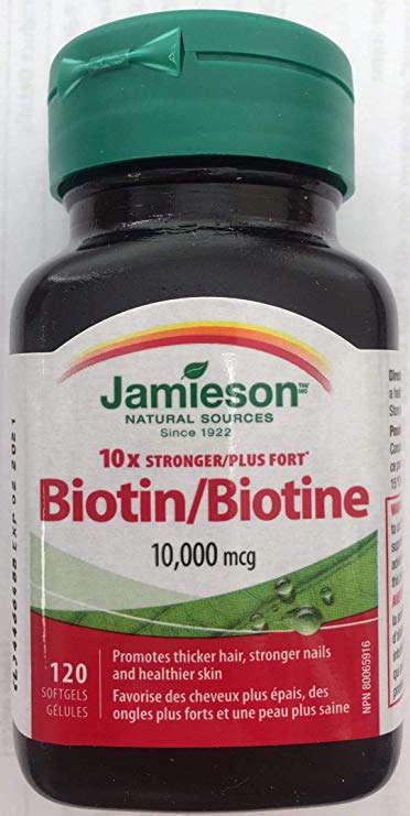 Jamieson 10 x Stronger Biotin 10,000mcg, 120 softgels
