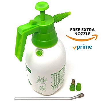 Könnig One-Hand Garden, Lawn and Yard Pressure Pesticide Water Sprayer for Chemicals, Fertilizer, with Bonus Nozzle 0.5 Gallons (White-Green)