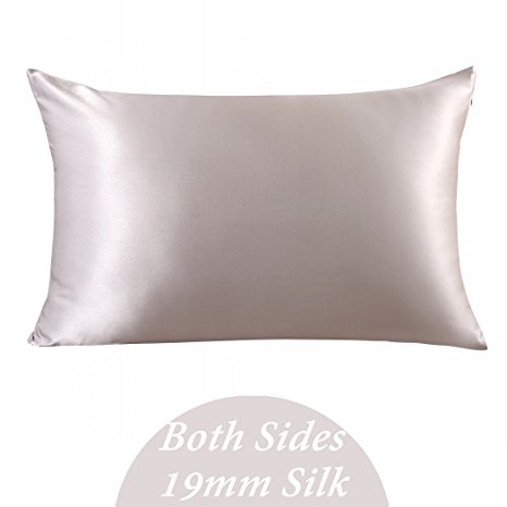 ZIMASILK 100% Mulberry Silk Pillowcase for Hair and Skin,Both Side 19 Momme Silk, 1pc (King 20''x36'', Slive Grey),Gift Box