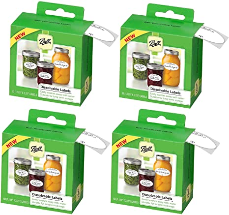 Ball Dissolvable Canning Labels, 60 Count Each Box (4 PACK)