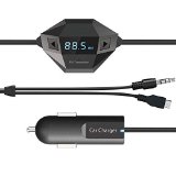 ANLENG In Car Universal Wireless FM Transmitter Best MP3 Adapter for iPhone 6 Plus 5 5S 4S 4 iPod Android Samsung Sony Kindle or MP3 Player with 35mm Headphones Jack Extra Micro Port