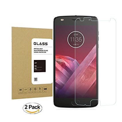 For Moto Z2 Force Tempered Glass Screen Protector, Lushim [2Pack] [Anti-scratches] [9H Hardness] [Crystal Clear] [Bubble Free] Screen Protector For Motorola Moto Z Force Edition 2nd Gen