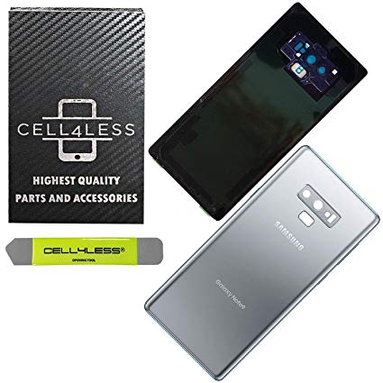 CELL4LESS Back Glass Compatible with Samsung Galaxy Note 9 OEM Replacement Battery Door Cover w/Installed Camera Lens, Adhesive and Removal Tool - Any Carrier - N960 (Silver)