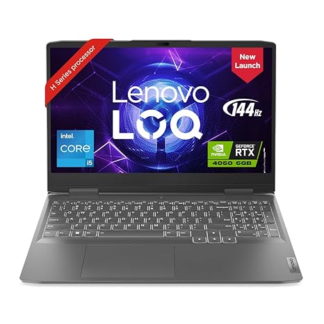 Lenovo LOQ Intel Core i5-12450H 15.6" (39.6cm) FHD IPS 144Hz 350Nits Gaming Laptop (16GB/512GB SSD/Win 11/NVIDIA RTX 4050 6GB Graphics/Office 2021/3 Month Game Pass/Storm Grey/2.4Kg), 82XV00F6IN