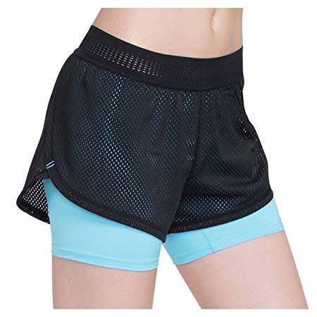 VUTRU Women's Running Shorts Mesh Double Layer Gym Fitness Workout Athletic Shorts