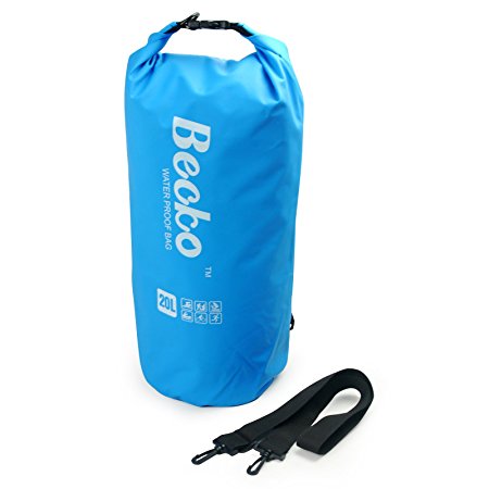 Becko 20L Blue Dry Bag, Waterproof Case Pouch Include Shoulder Strap for Swimming, Surfing, Fishing, Boating, Skiing, Camping and Other Outdoor Sports, Protest Your Personal Item Against Water, Rain, Snow and Sweat (Blue, 20L)