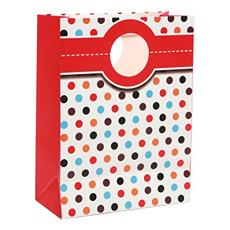 MyGift Retro Party Gift Bags and Tissues (Set of 5) -- Multi Color Polka Dots