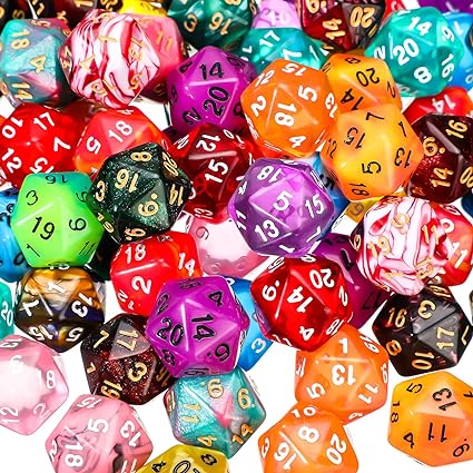 100 Pieces Polyhedral Dice Set with Black Pouch Polyhedral Dice Compatible with RPG MTG Table Games Multi Colored Assortment (20 Sided)