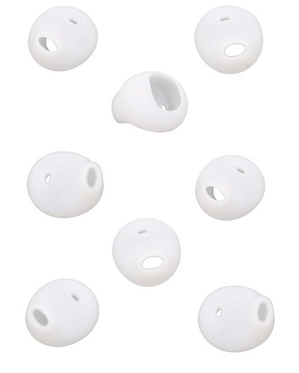 Ear Gels Tips for Samsung, Ear Buds, ALXCD 4 Pair Soft Comfortable White Silicone Replacement Ear Tips for Samsung Galaxy Earphone S6edge/ S7/ S7edge EG920 Level U Bluetooth Earphone (White 4 Pair)