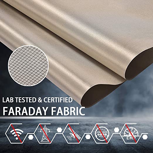 Faraday Fabric, Emf Protection Fabric, EMI, RF&RFID Shielding Fabric, Nickel Copper Fabric - Radiation Protection/Signal Blocking Material for Cell Phones/WiFi & Bluetooth Blocking/Military Grade - 43in W x 39in L