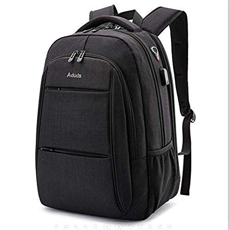Laptop Backpack, Business Anti-Theft Ultra-Thin and Durable Travel Backpack with USB Charging Port Waterproof, University Men and Women Computer Bag Suitable for 17-inch laptops and laptops - Black