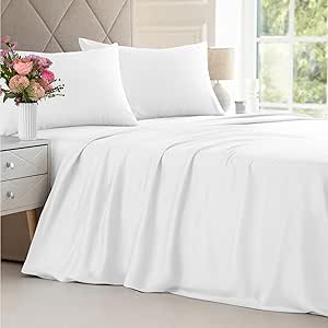 Bamboo Sheets King Size - Cooling Sheets King Size - 100% Bamboo Derived From Rayon - Deep Pocket Bamboo Sheets - Luxury King Bamboo Sheet Set - Super Soft Bamboo Sheets - King Bamboo Sheet Set, White