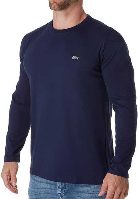 Lacoste Mens Standard Long Sleeve Pima Jersey Crewneck T-Shirt