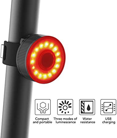 Acsin Bike Tail Light, Bike Rear Lights Ultra Bright USB Rechargeable IP65 Waterproof 3 Modes 20 Lumens Micro Bicycle LED Taillight Detachable Rear Safety Red Bicycle Blinker