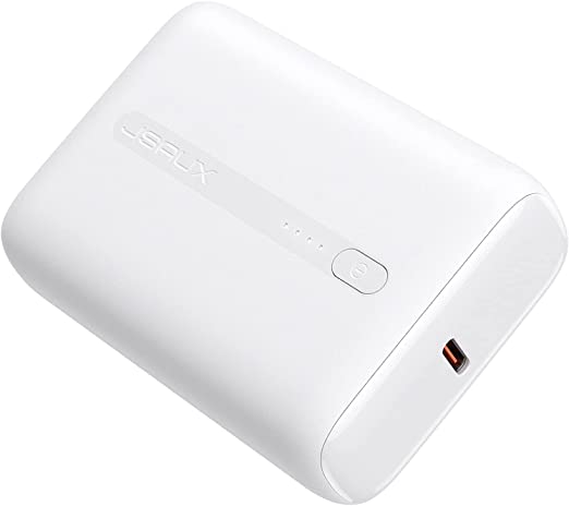 Mini Portable Charger 10000mAh, JSAUX 20W PD3.0 Smallest USB-C Power Bank 18W USB-A Fast Charge Battery Pack Compatible with iPhone 13 12 Mini Pro Max 11 11 Pro, Samsung Galaxy S21 S20-White