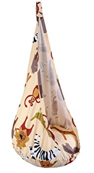 Clarity Children's Hammock/pod -Removable Cushion, 100% Cotton Canvas, Durable and Safe!- Outdoor and Indoor kids Pod Hammock - Animal Print