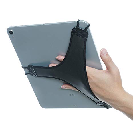 TFY Hand Strap Holder Finger Grip with Soft PU, Compatible with iPad Pro 12.9" and More (Black)