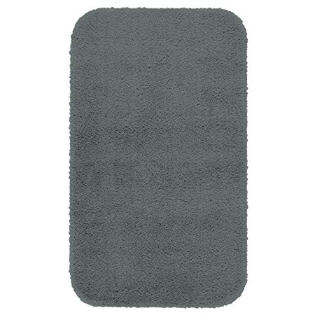 Maples Rugs Bathroom Rugs - Cloud Bath 20" x 34" Washable Non Slip Bath Mat [Made in USA] for Kitchen, Shower, and Bathroom, Grey Flannel