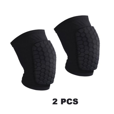 2 Packs (1 Pair) Protective Compression Knee Leg Sleeve Pad Brace - Men & Women Basketball Support - Best to Immobilize, Strap & Wrap Knee for Volleyball, Football - Snug & No Chafing Padded Sleeves