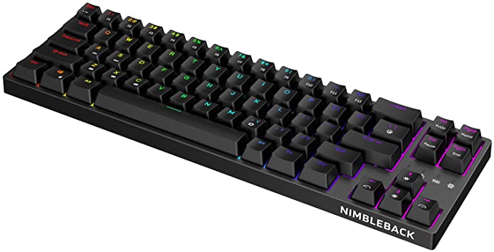 LTC NB681 Nimbleback Wired 65% Mechanical Keyboard, RGB Backlit Ultra-Compact 68 Keys Gaming Keyboard with Hot-Swappable Switch and Stand-Alone Arrow/Control Keys (Red Switch, Black)