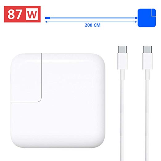 BRIGHTSHOW 87W USB-C Charger Power Adapter for Mac Book Pro Air 15 Inch Laptop with USB-C to USB-C Charging Cable (87W Type C Adapter)