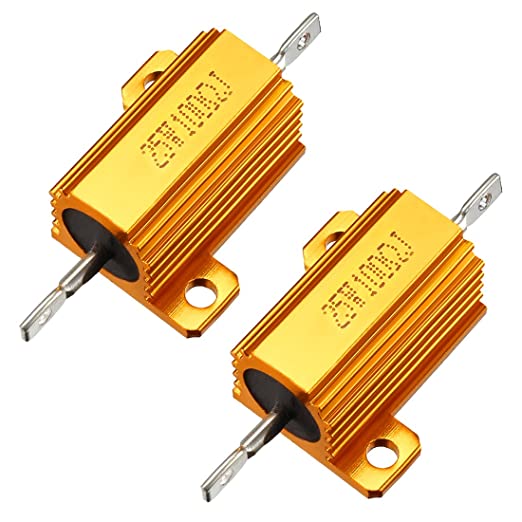 uxcell 25W 100 Ohm 5% Aluminum Housing Resistor Screw Tap Chassis Mounted Aluminum Case Wirewound Resistor Load Resistors Gold Tone 2 pcs