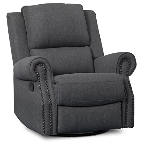 Delta Children Dylan Nursery Recliner Glider Swivel Chair, Charcoal