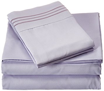 Elegant Comfort 1500 Thread Count Egyptian Quality 4-Piece Bed Sheet Sets, Queen, Deep Pockets, Lilac