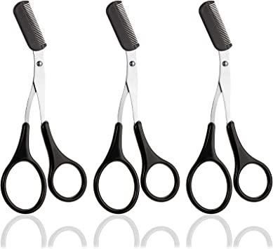 Eyebrow Scissors for Women Eyebrow Trimmer Scissors with Comb Eyebrow Shaping Cut Comb Scissors Non Slip Finger Grips Hair Removal Beauty Accessories for Men Women(Black)