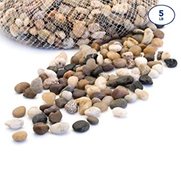 Royal Imports 5lb Small Decorative Ornamental River Pebbles Rocks for Fresh Water Fish Animal Plant Aquariums, Landscaping, Home Decor etc. with Netted Bag, Natural