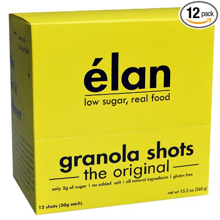 ELAN Gluten Free Granola Shots, Low Sugar 'Original' - Walnut, Pecan, Almond & Coconut Granola. Healthy Snacks to Go/Nutrition Bars/Breakfast Cereal/Health Food, 1.1 Oz Bars (Pack of 12)