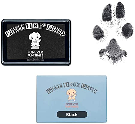 Forever Fun Times Easy-Clean Pet Paw Print Kit | Get Hundreds of Prints from One Low-Cost Paw Print Kit | 100% Safe and Pet-Friendly | No-Mess Paw Print Pad with a Choice of THREE Black (Updated)