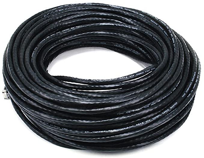 Monoprice 100FT 24AWG Cat5e 350MHz UTP Ethernet Bare Copper Network Cable - Black