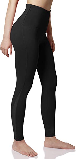 ODODOS Women's High Waisted Tummy Control Mesh Workout Pants, Full-Length Leggings with Back Pockets