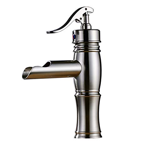 Votamuta Single Handle Stainless Steel Bathroom Vessel Sink Faucet Hot Cold Lavatory Mixer Tap,Brushed Nickel