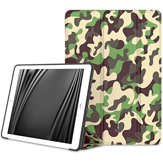 VORI Case for iPad 9.7 2018/2017-Lightweight Slim Soft Flexible TPU Back Smart Stand Case Cover [Auto Wake/Sleep] for Apple iPad 9.7 In 2017 Release Tablet, Camo