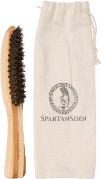 Spartans Den Beard Brush For Men | 100% Natural Boar Bristle & Eco-Friendly Bamboo Handle | Best For Grooming Your Beard When Using Oil, Balm, Wax & Pomade | 100% Satisfaction Guaranteed