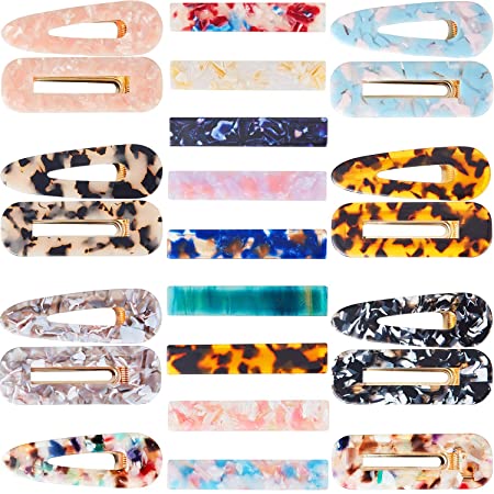 23 Pieces Acrylic Hair Clips Resin Hairpins Marble Rectangle Clips Duckbill Alligator Barrettes for Women