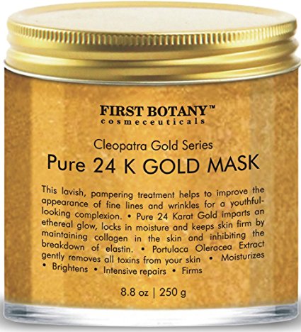 The BEST 24 K Gold Facial Mask 8.8 oz - Gold Mask for Anti Wrinkle Anti Aging Facial Treatment, Pore Minimizer, Acne Scar Treatment & Blackhead Remover