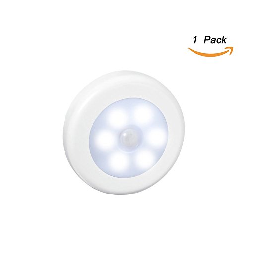 EVERMARKET Motion Sensor Light, Wireless Battery-Powered LED Night Light, Stick-anywhere Indoors, Safe for Kids, Great for Hallway, Closet, Stairs, Bathroom, Bedroom, Kitchen, etc. (White)