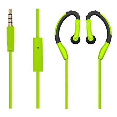 Besign® SP01 Wired Sweat Proof Earphones, 3.5mm Stereo Sports Running Earbuds, Headsets, Headphones With Mic and Remote Control for Smartphones, Tablets, Mp3 Players (Green)