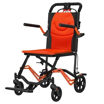 Lightweight Folding Transport Wheelchair Weighs Only 18 lbs, Locking Handbrake, with Removable Flip Armrests, Swinging Footrests, Supports 220 lbs